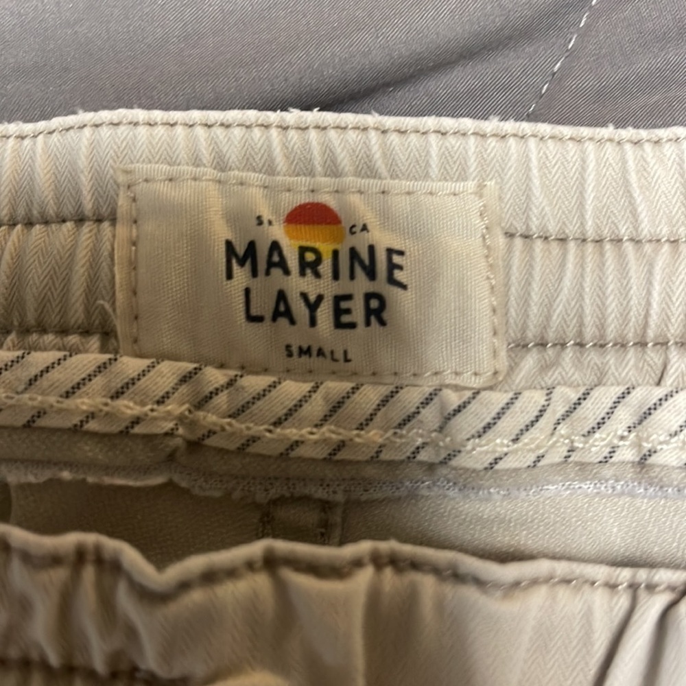 Marine Layer Cream Drawstring Pull On Cargo Style Straight Leg Pant Size Small - Picture 4 of 6